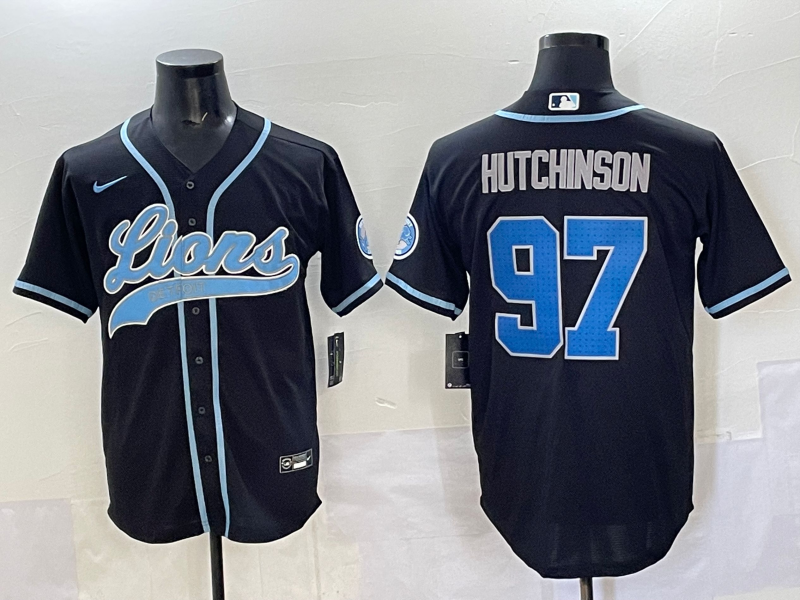 Men 2025 Detroit Lions #97 Hutchinson Black joint name 2025 Nike Limited NFL Jersey style 007